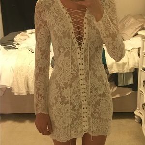 Free People Ruins lace lace up dress long sleeved